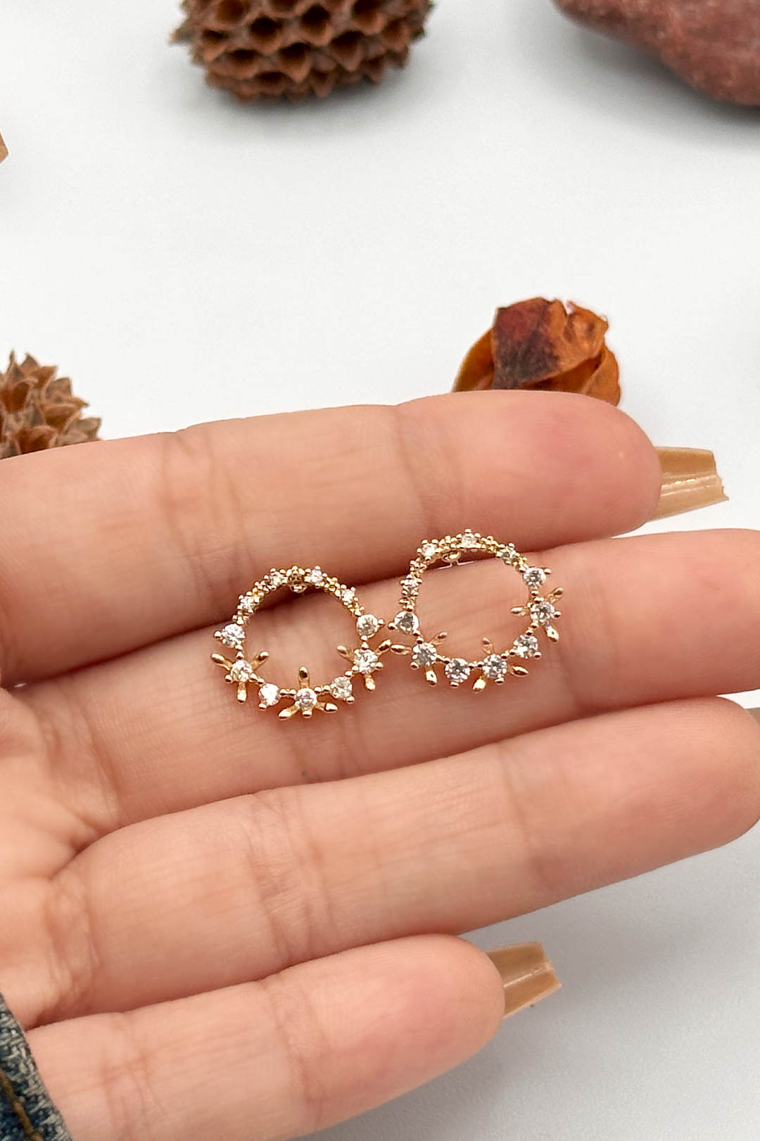 CZ Wreath Stud Earrings