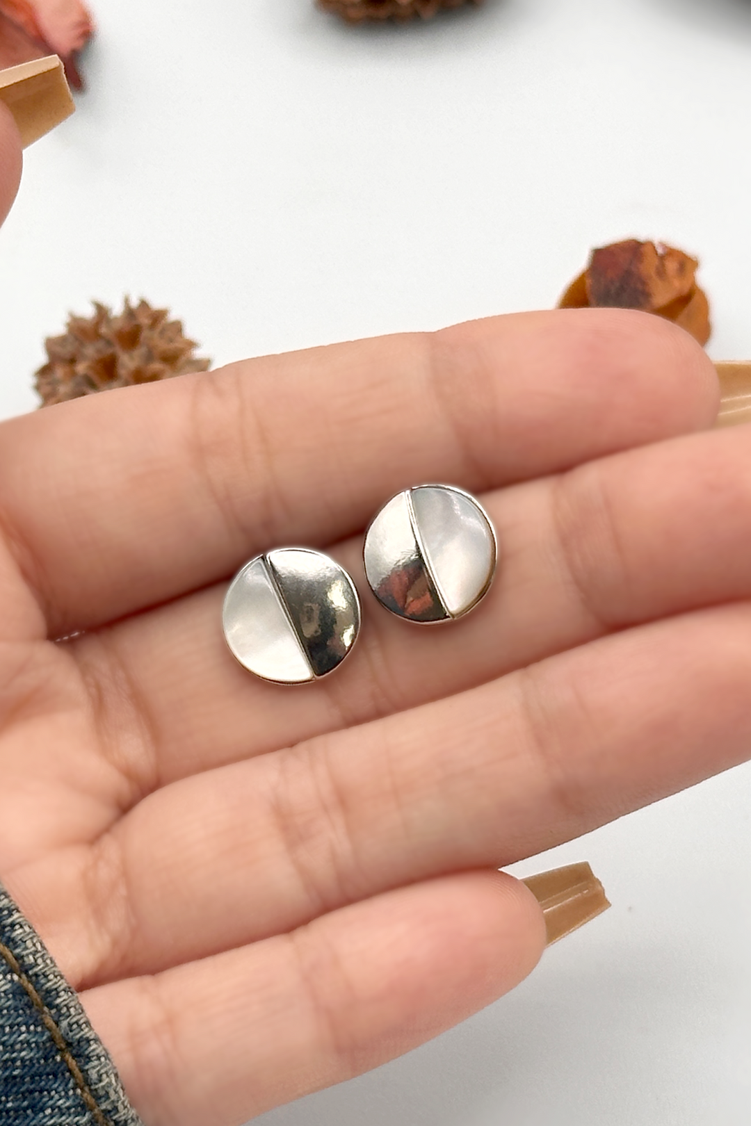 Stainless Steel Half Disc Stud Earrings - Minimalist Design for Everyday Fashion