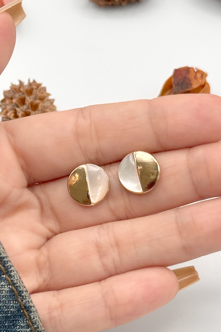 Stainless Steel Half Disc Stud Earrings - Minimalist Design for Everyday Fashion