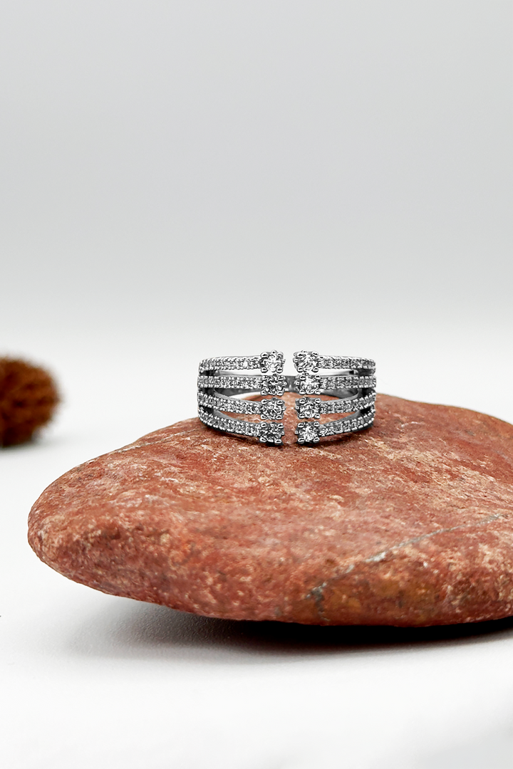 CZ Cuff Band - Adjustable Rhinestone ring for a Touch of Glamour