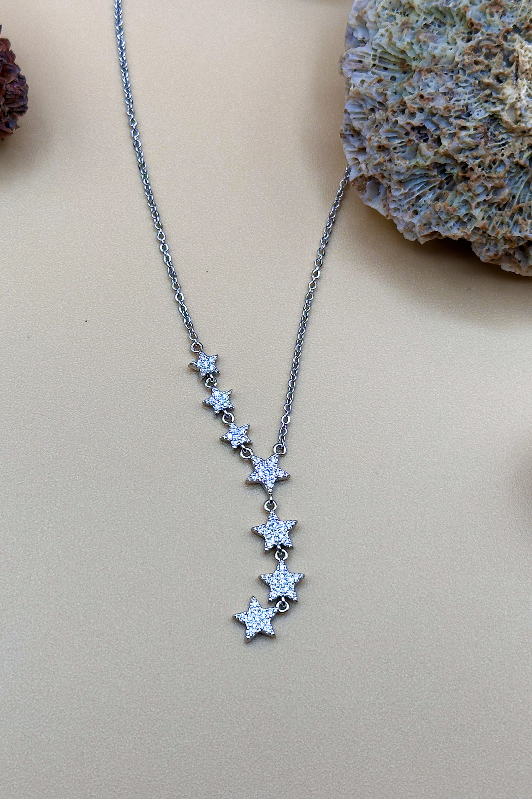 Shooting Star CZ Necklace in Silver