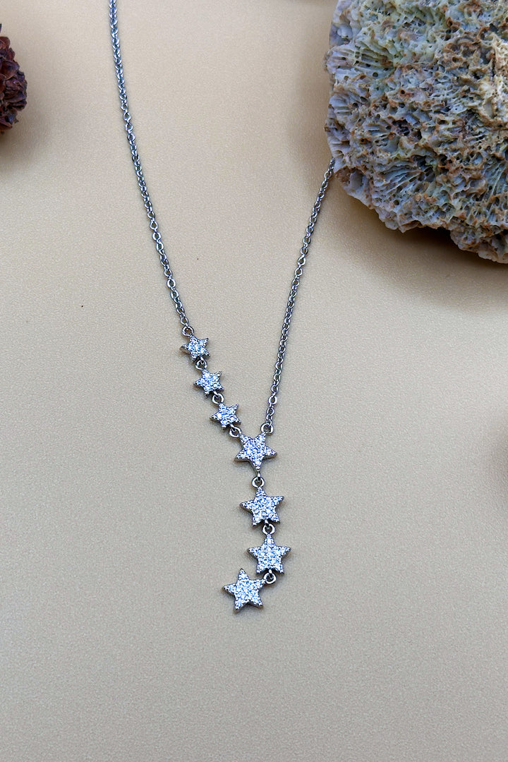 Shooting Star CZ Necklace in Silver