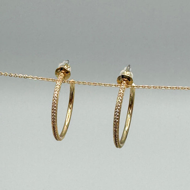 Women's Gold-Plated Hoop Earrings with Cubic Zirconia Accents