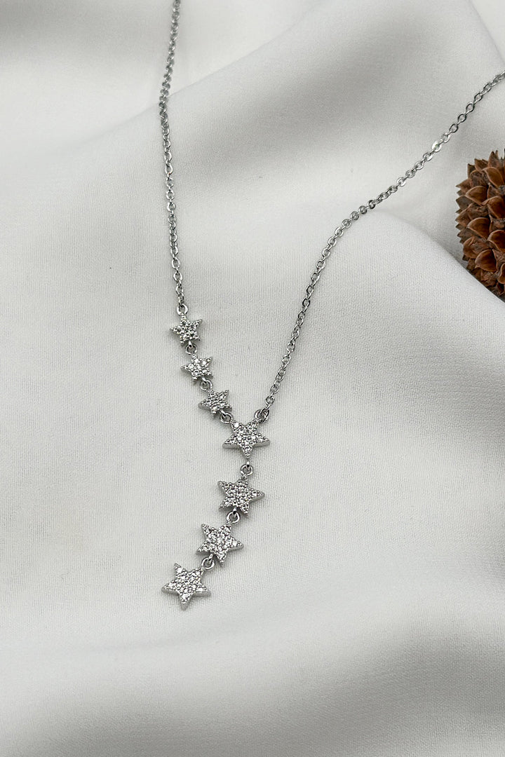 Shooting Star CZ Necklace in Silver