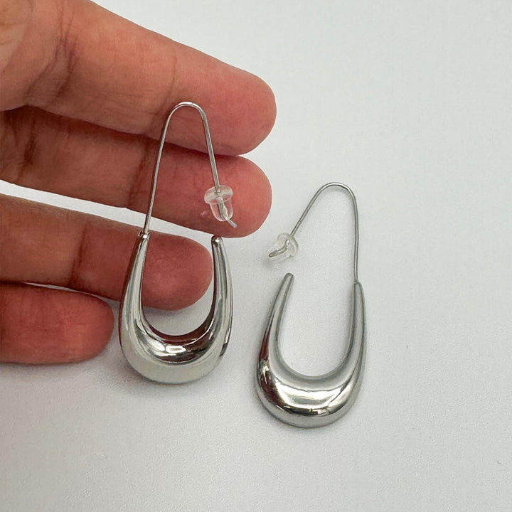 Sleek Silver U-Shaped Drop Earrings for Women - Perfect for Everyday Wear or Special Occasions