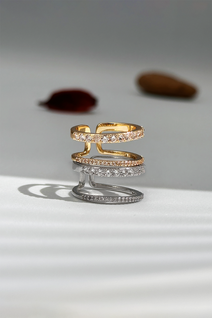 Skinny Double Band Adjustable Ring