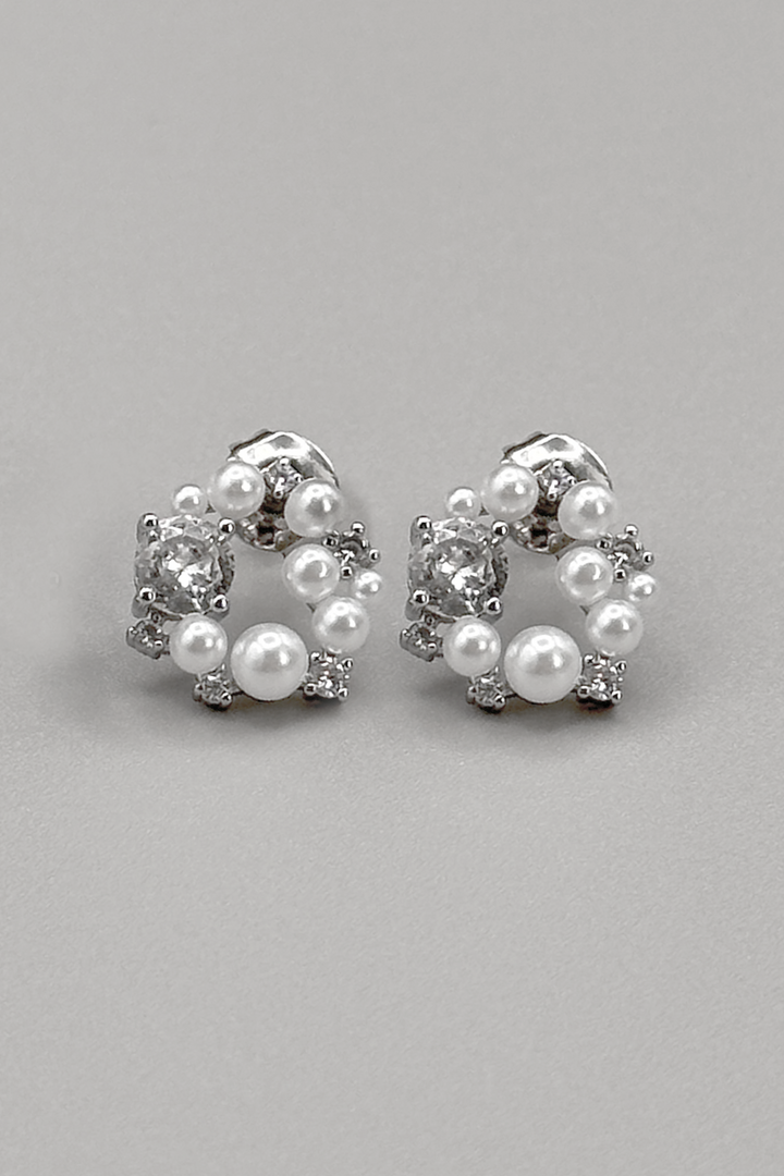 Pearl and CZ  Wreath Earrings