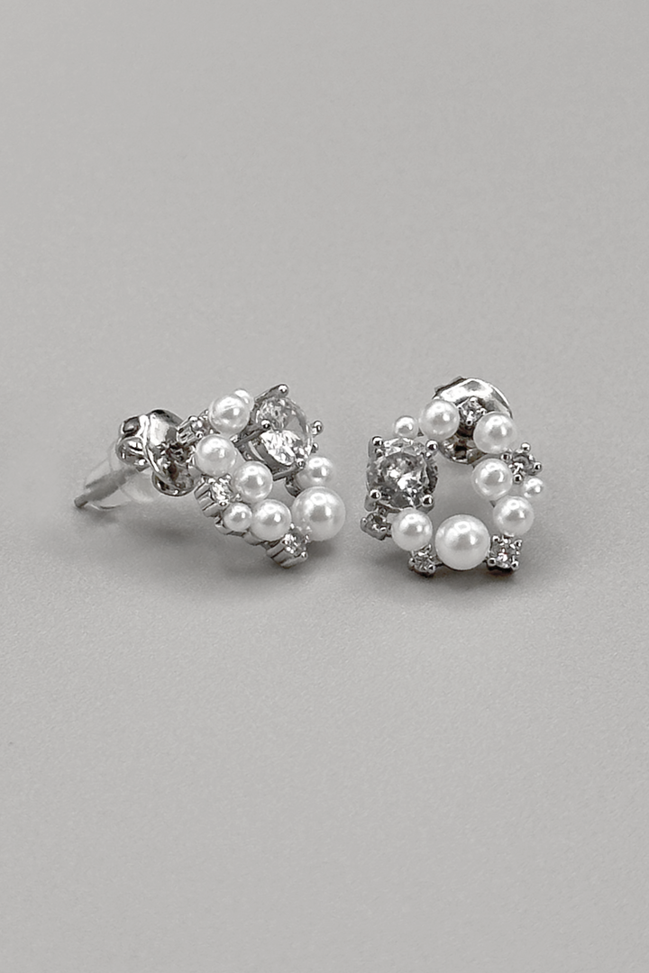 Pearl and CZ  Wreath Earrings