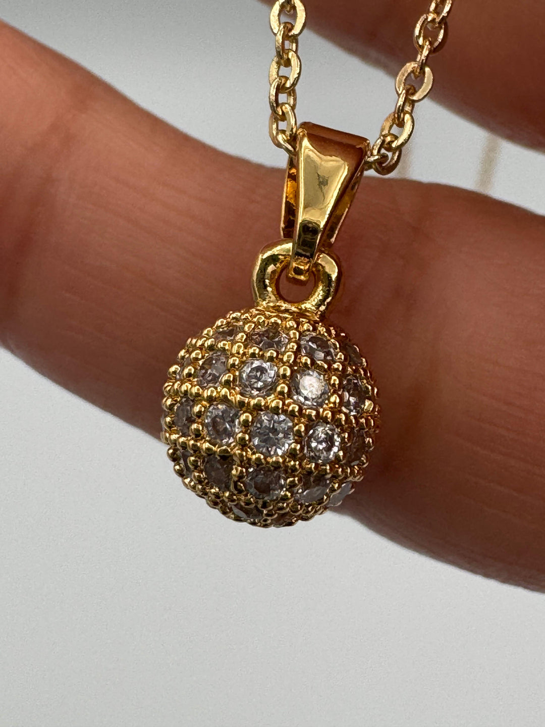 Gold-Plated Cubic Zirconia Sphere Necklace for Women, Perfect for Everyday Wear or Special Occasions