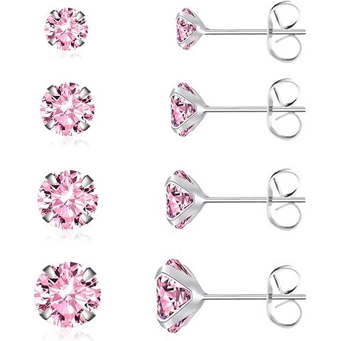 5-Pair Stud Earring Set | Hypoallergenic CZ | 316L Stainless Steel | 3-8mm | Perfect for Sensitive Ears