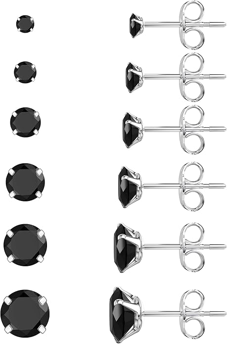 5-Pair Stud Earring Set | Hypoallergenic CZ | 316L Stainless Steel | 3-8mm | Perfect for Sensitive Ears