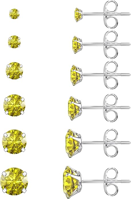 5-Pair Stud Earring Set | Hypoallergenic CZ | 316L Stainless Steel | 3-8mm | Perfect for Sensitive Ears