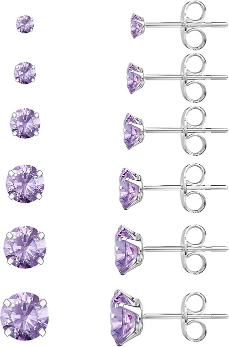 5-Pair Stud Earring Set | Hypoallergenic CZ | 316L Stainless Steel | 3-8mm | Perfect for Sensitive Ears