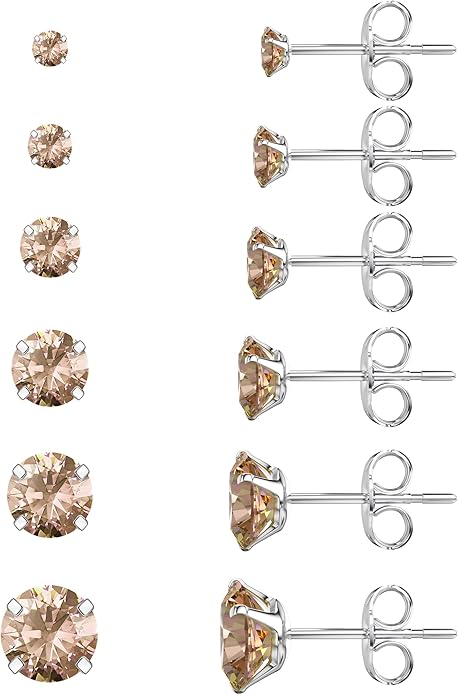 5-Pair Stud Earring Set | Hypoallergenic CZ | 316L Stainless Steel | 3-8mm | Perfect for Sensitive Ears