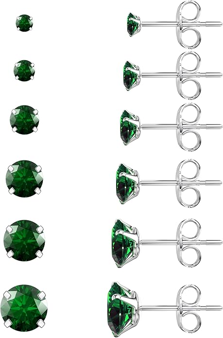 5-Pair Stud Earring Set | Hypoallergenic CZ | 316L Stainless Steel | 3-8mm | Perfect for Sensitive Ears