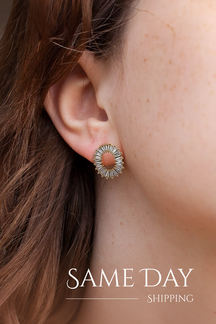 Radiant Diamond Circle Stud Earrings