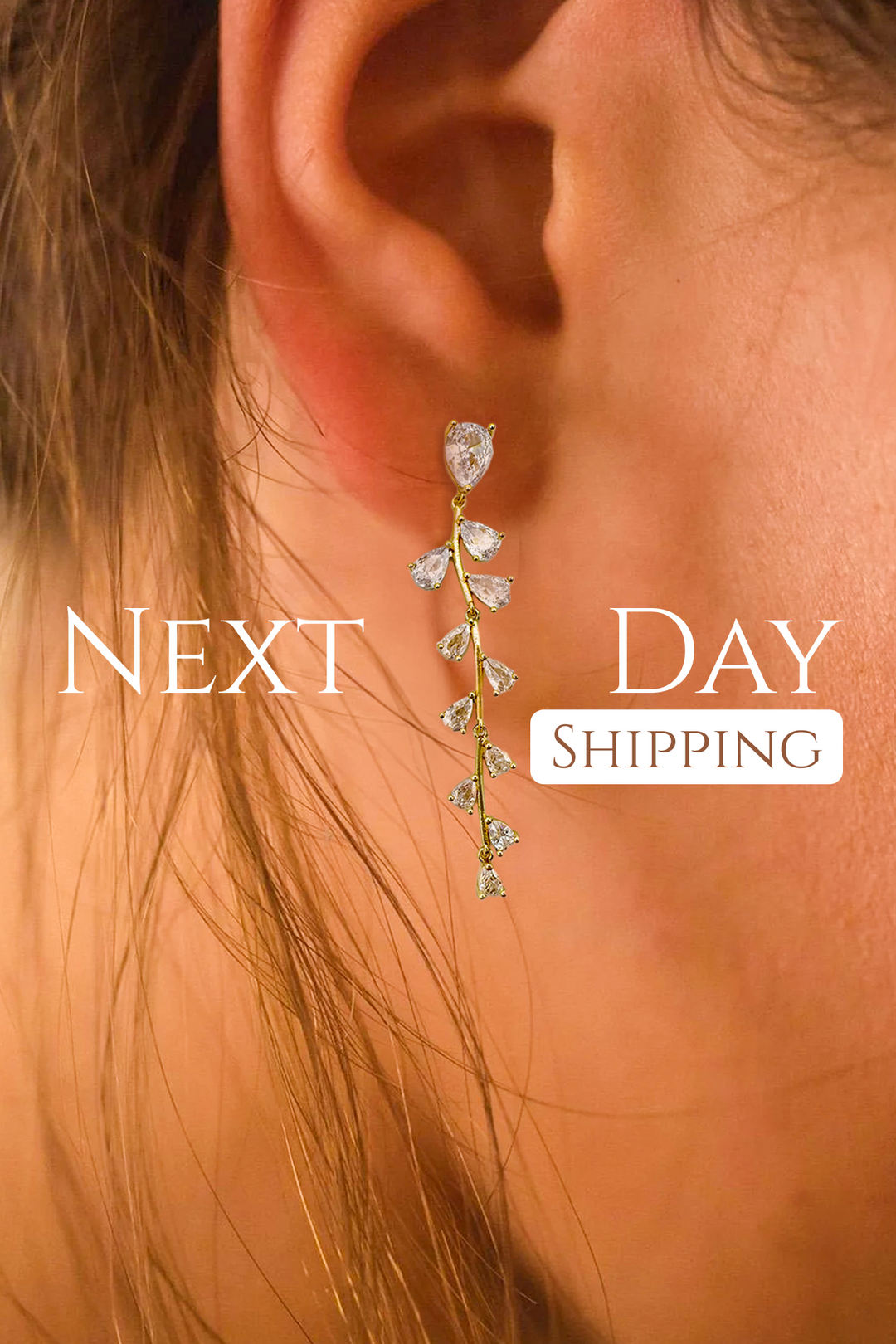 Three-Tier Flower Drop Earrings with Cubic Zirconia for Women