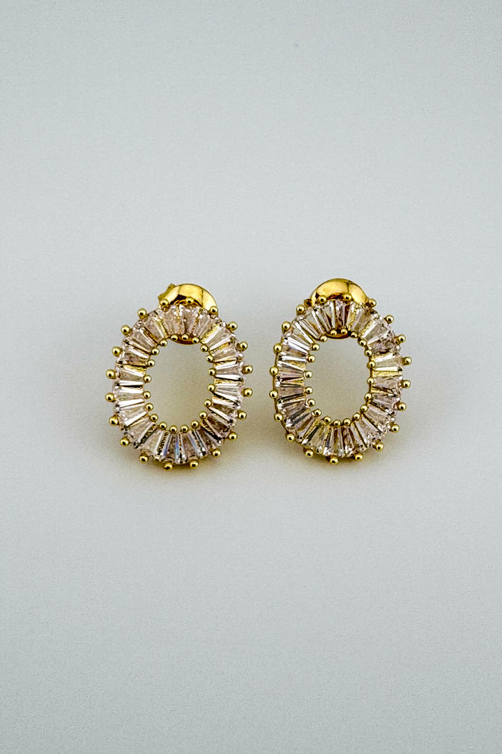 Radiant Diamond Circle Stud Earrings