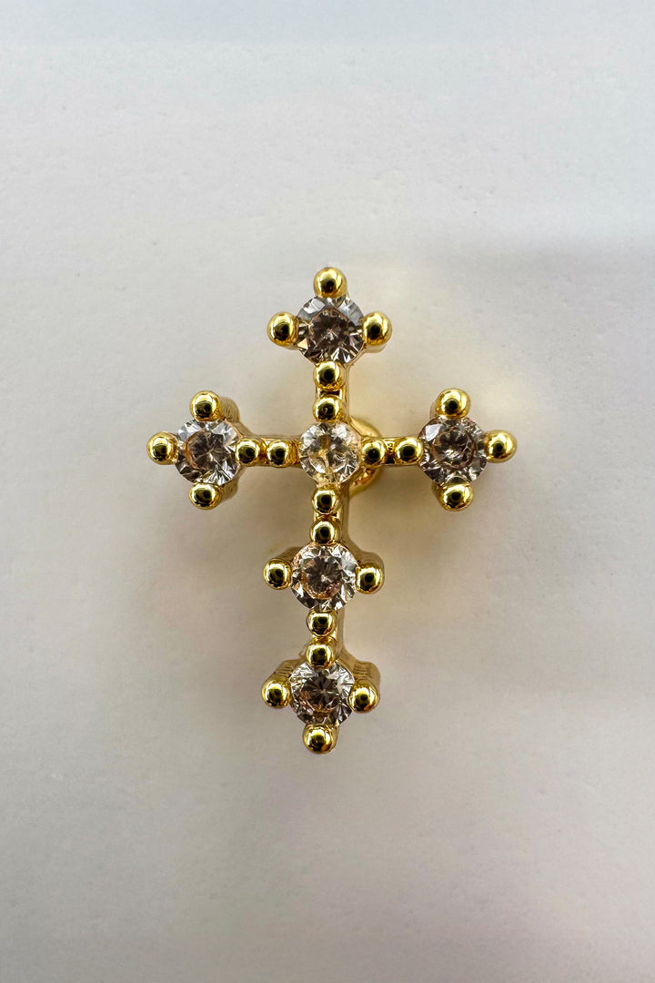 Tiny Cross Earring with Micro Pave Stones