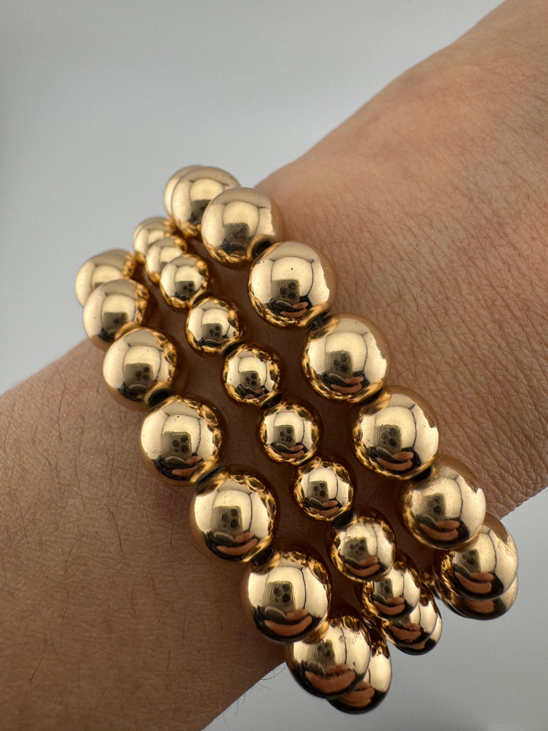 Gold Beaded Bracelet, Ball Bracelet, with Clasp, Adjustable Length Gold-Tone Beaded Bracelet, Lightweight and Durable