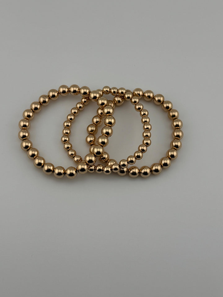 Gold Beaded Bracelet, Ball Bracelet, with Clasp, Adjustable Length Gold-Tone Beaded Bracelet, Lightweight and Durable