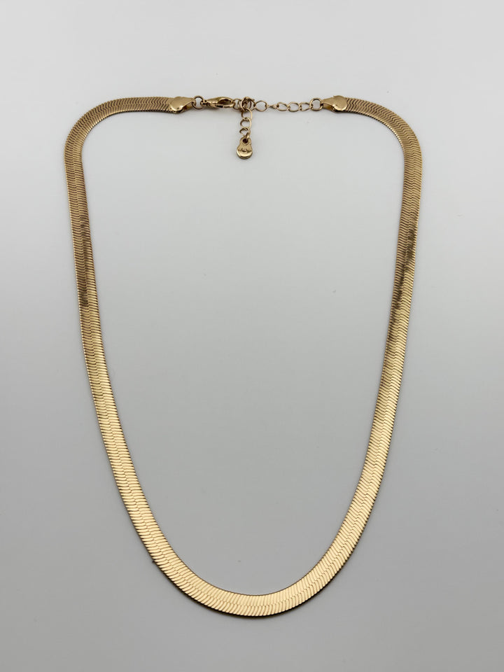 Gold Herringbone Necklace with Adjustable Length and Clasp - Gold-Tone Snake Chain Necklace for Women