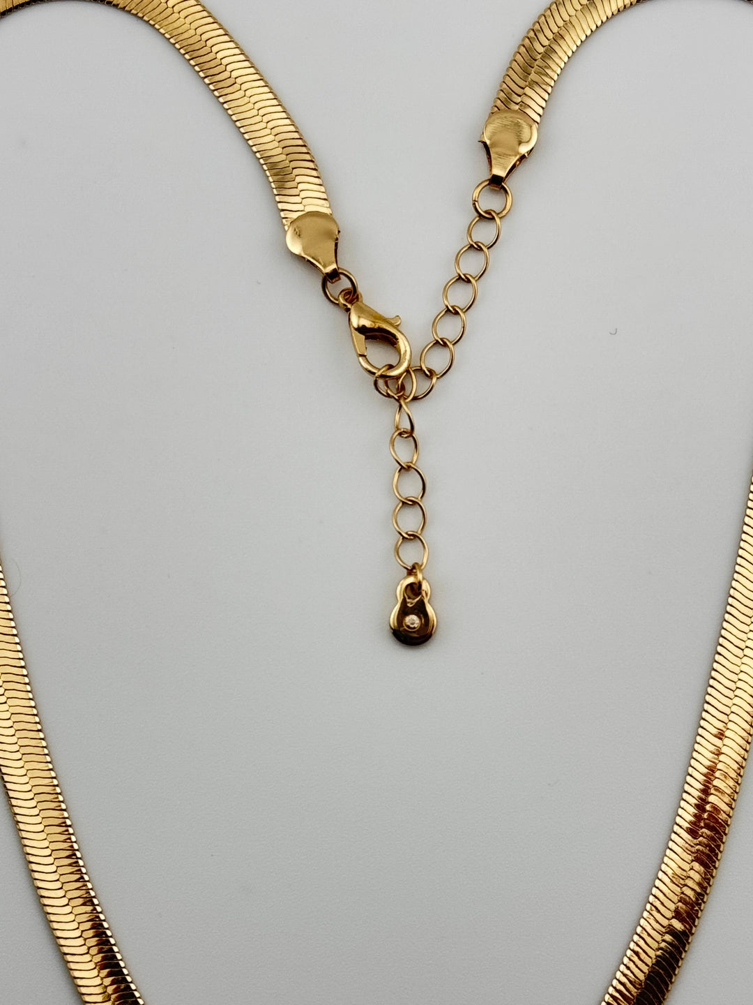 Gold Herringbone Necklace with Adjustable Length and Clasp - Gold-Tone Snake Chain Necklace for Women