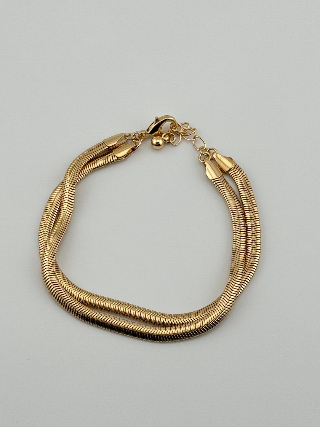 Gold-Tone Double Snake Chain Bracelet with Clasp, Lightweight and Durable, double strand bracelet, adjustable bracelet