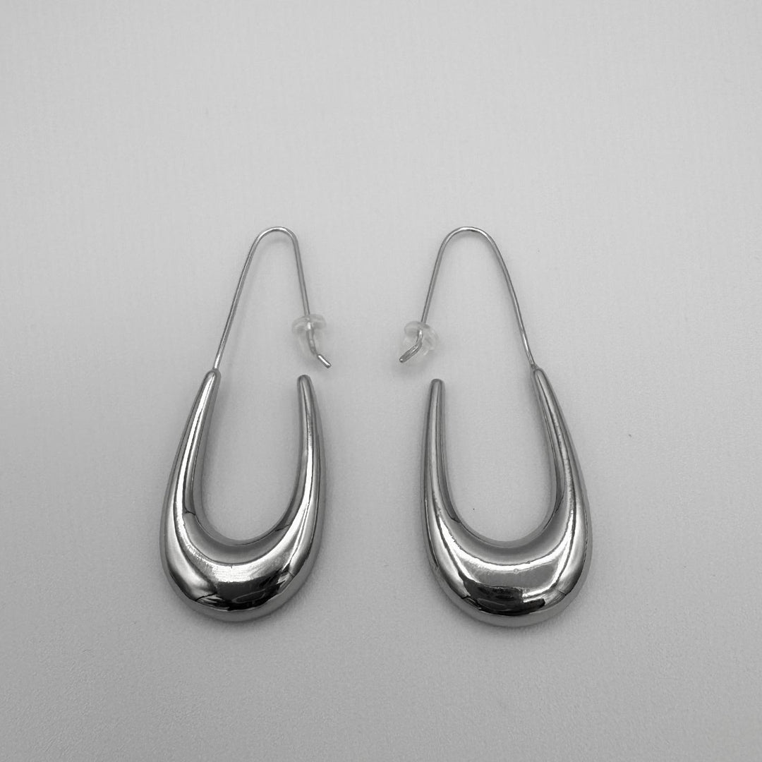 Sleek Silver U-Shaped Drop Earrings for Women - Perfect for Everyday Wear or Special Occasions