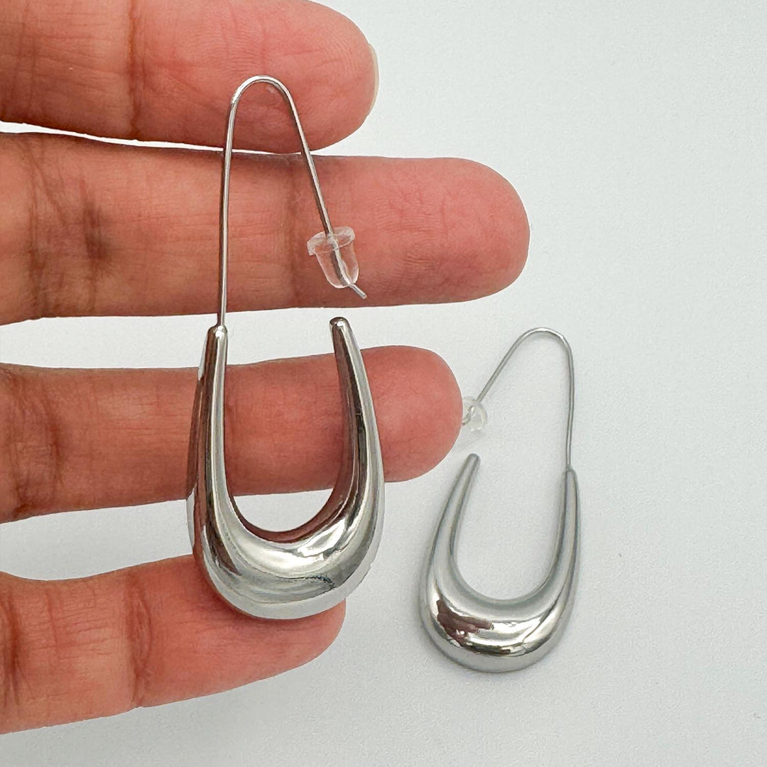 Sleek Silver U-Shaped Drop Earrings for Women - Perfect for Everyday Wear or Special Occasions