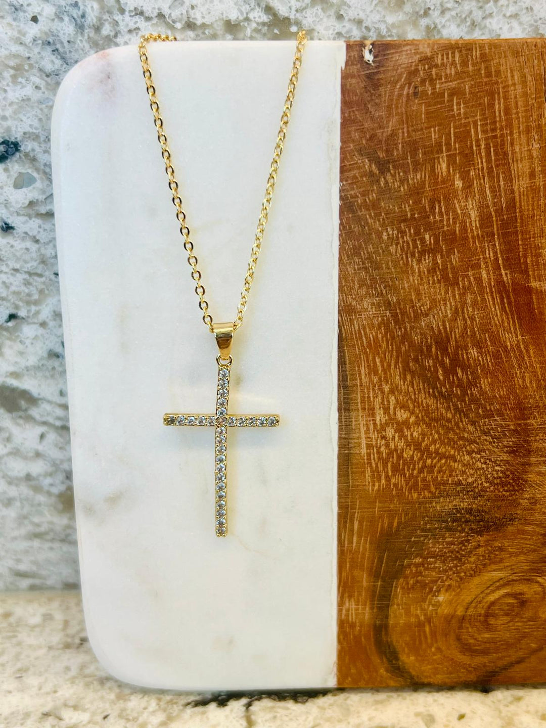 Gold Plated Cubic Zirconia Cross Pendant Necklaces for Women - Linear Bezel CZ Religious Cross Faith Pendant Necklace crucifix necklace