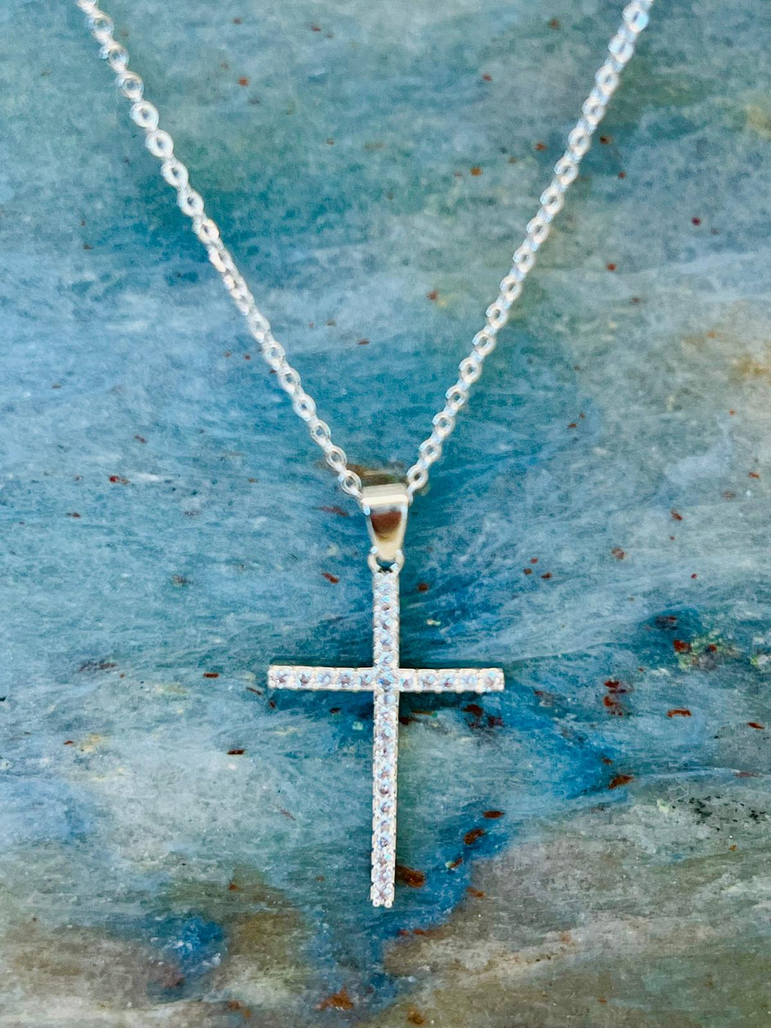 Gold Plated Cubic Zirconia Cross Pendant Necklaces for Women - Linear Bezel CZ Religious Cross Faith Pendant Necklace crucifix necklace