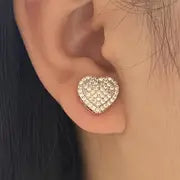 Heart Shaped Rhinestone Stud Earrings Big Heart Love Stud Earrings for Women Dainty 925 Sterling Silver Crystal Hearted Studs