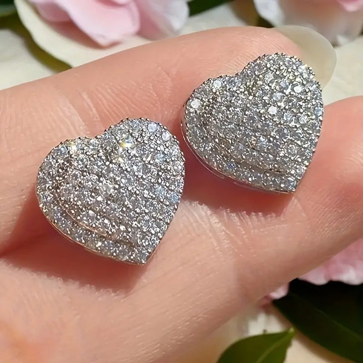 Heart Shaped Earring, Rhinestone Earring, Heart Shape Earring